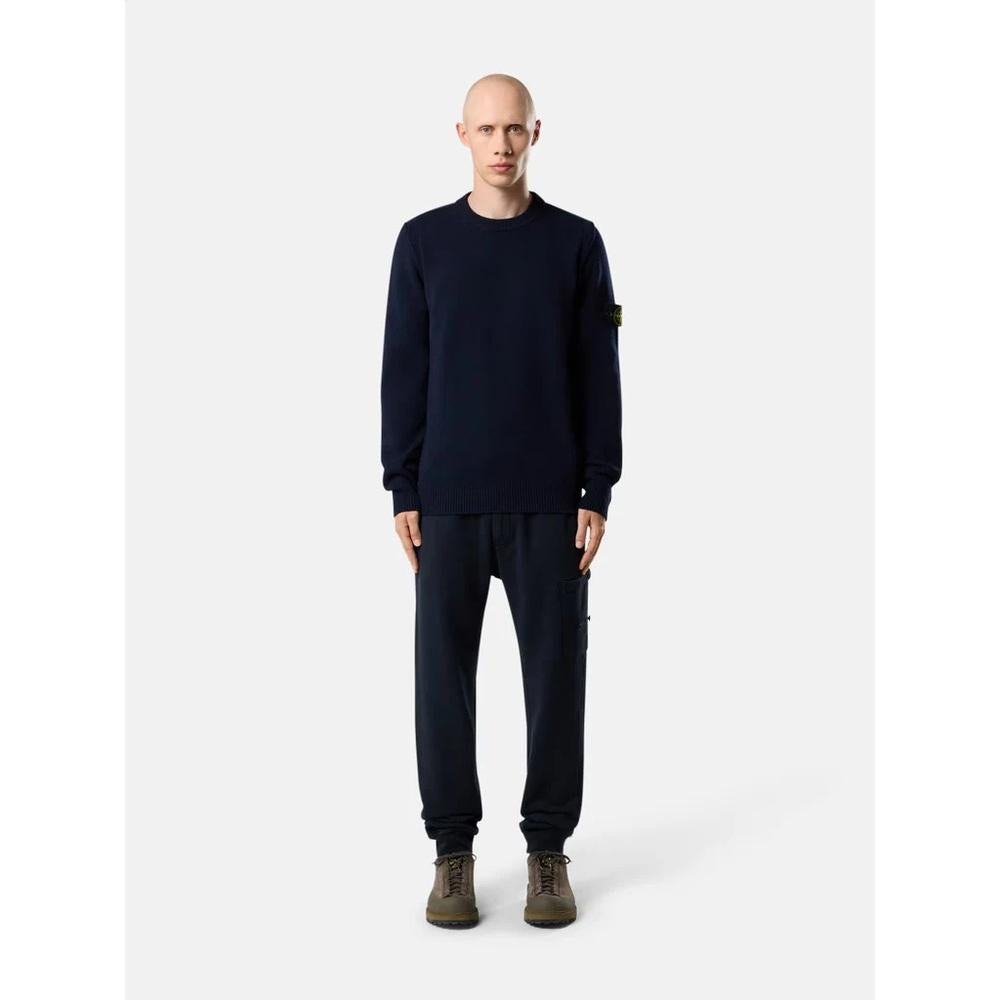 STONE ISLAND Lambswool Crewneck Knit Sweater for Men Black
