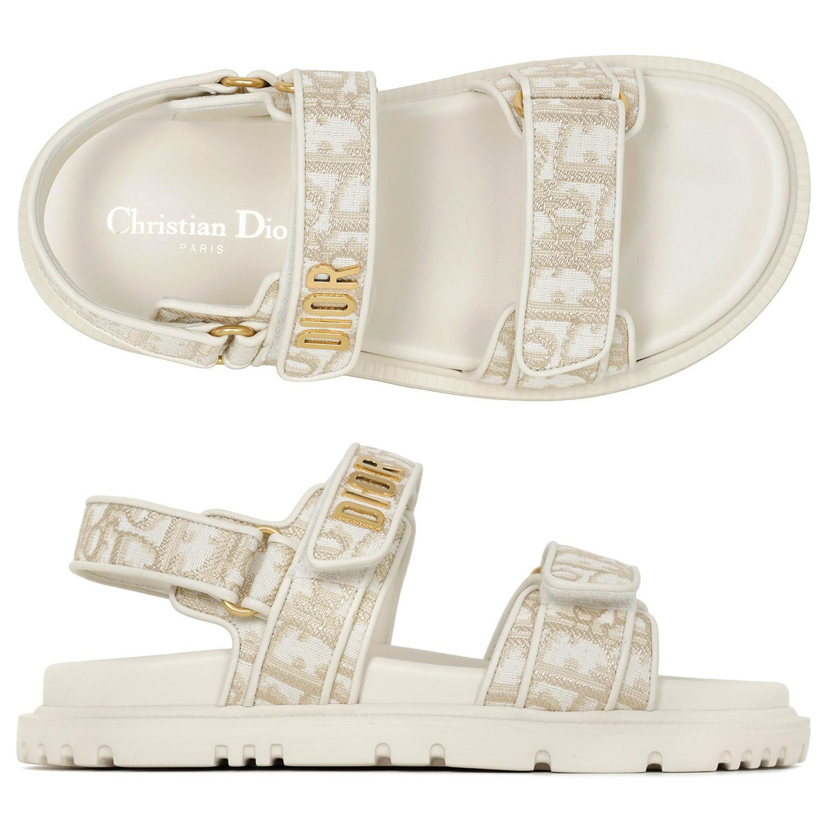 DIOR White Gold Act Oblique Strap Sandals KCO170OFI 62K