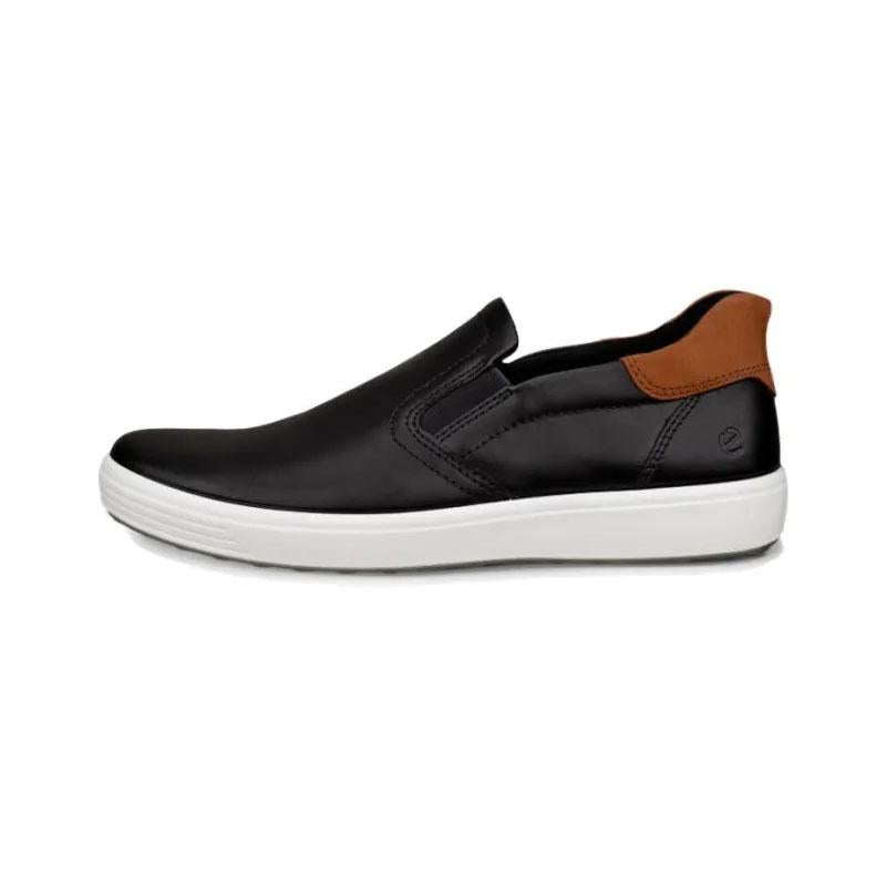 ecco Soft 7 Black Leather Slip-On Sneakers for Men 470834 51866