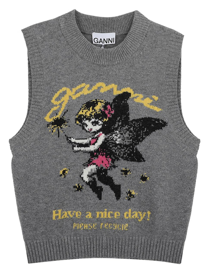 GANNI Fairy Graphic Wool Vest A1070269 920