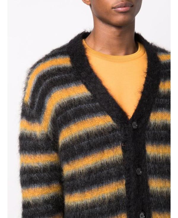 Marni Black Stripe Mohair Cardigan CDMG0051 Q0UFU174 RGN99