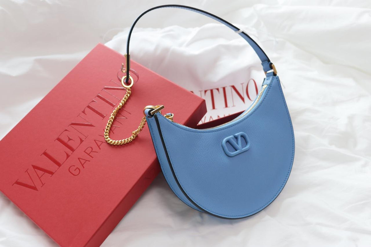 VALENTINO V Logo Mini Leather Shoulder Bag Blue 2W2P0W19 RQR