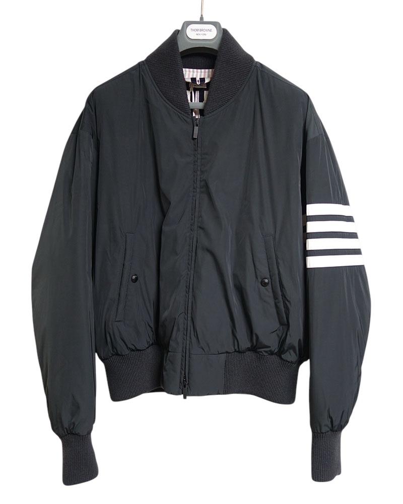 THOM BROWNE Charcoal Oversized Down Bomber Jacket