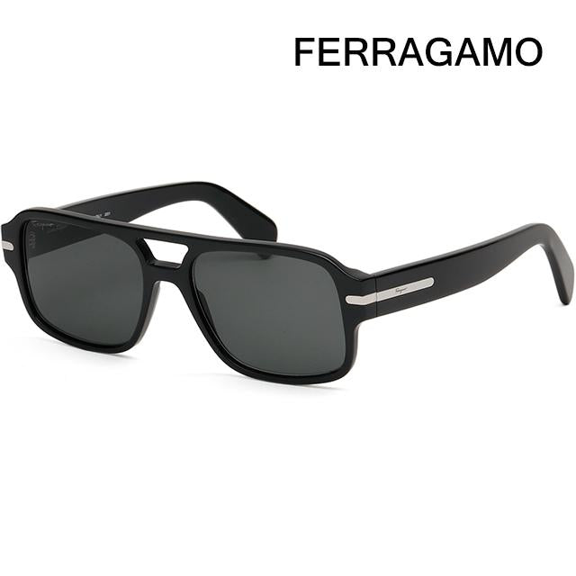 Ferragamo Black Square Acetate Double Bridge Sunglasses SF1038S 001
