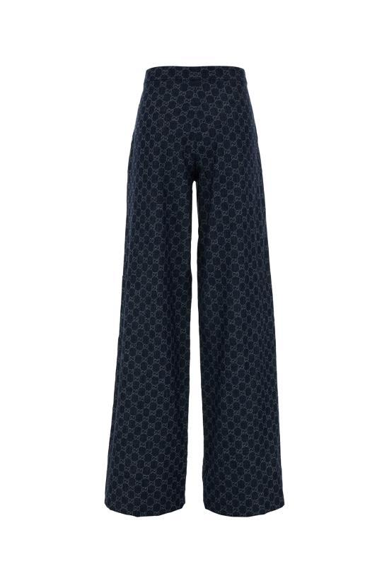 GUCCI GG Cotton Denim Jacquard Pants Blue