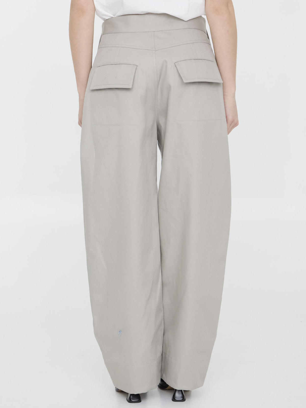 Bottega Veneta Linen Blend Cropped Trousers Beige Women’s Pants