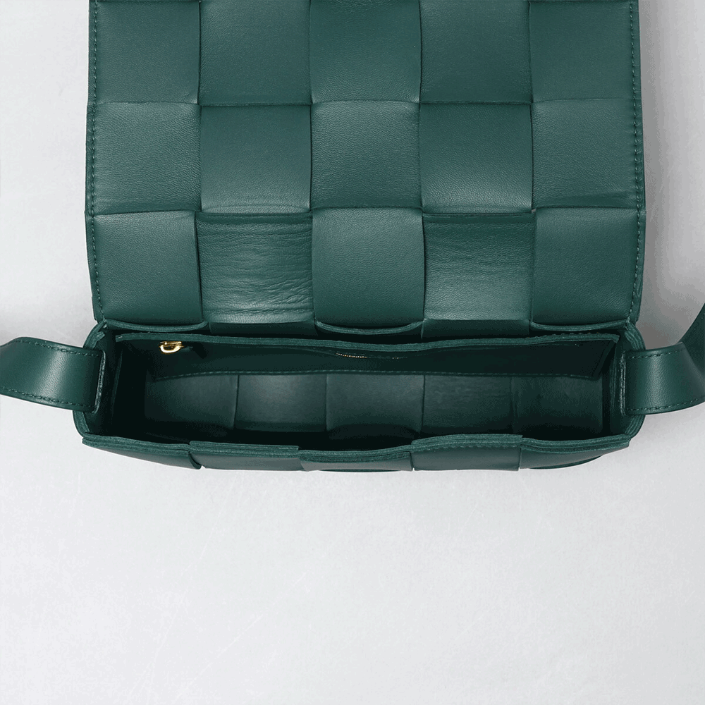 Bottega Veneta Cassette Crossbody Bag Green Leather Women’s