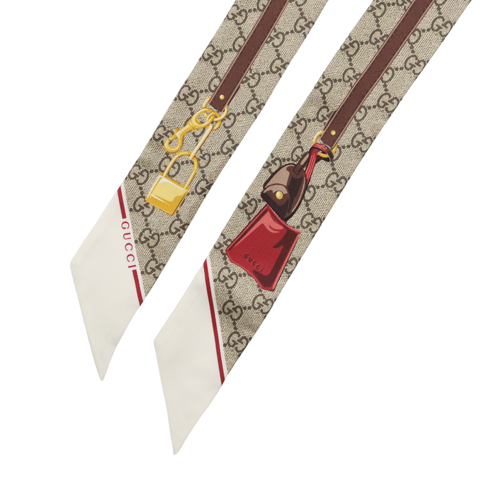 GUCCI GG Valigeria Print Silk Scarf