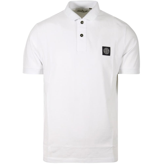 STONE ISLAND Logo Patch Slim Fit Polo T-Shirt White