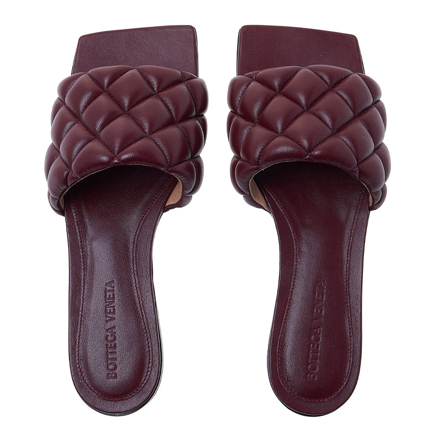 Bottega Veneta Padded Flat Leather Sandals Brown Women’s Slides