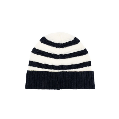 A.P.C. Dark Navy Striped Ribbed Beanie