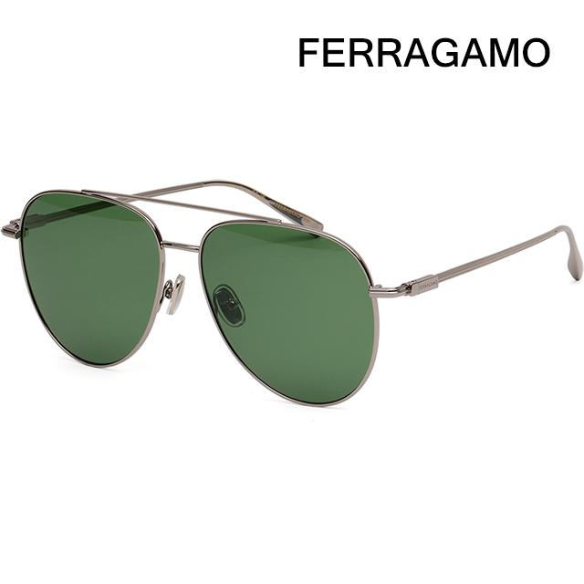 Ferragamo Oversized Metal Aviator Double Bridge Sunglasses SF308S 044