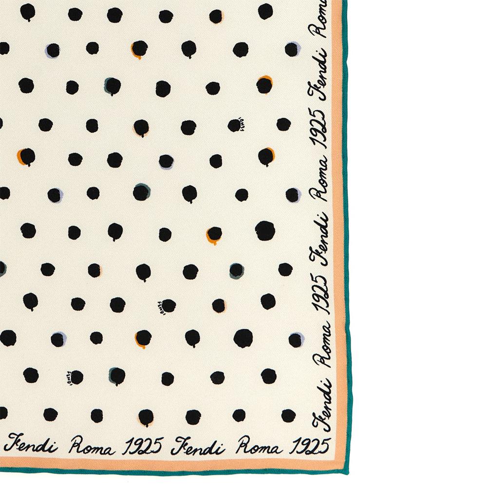 FENDI Ivory Polka Dot Silk Scarf FXT155 AWEY F17JU