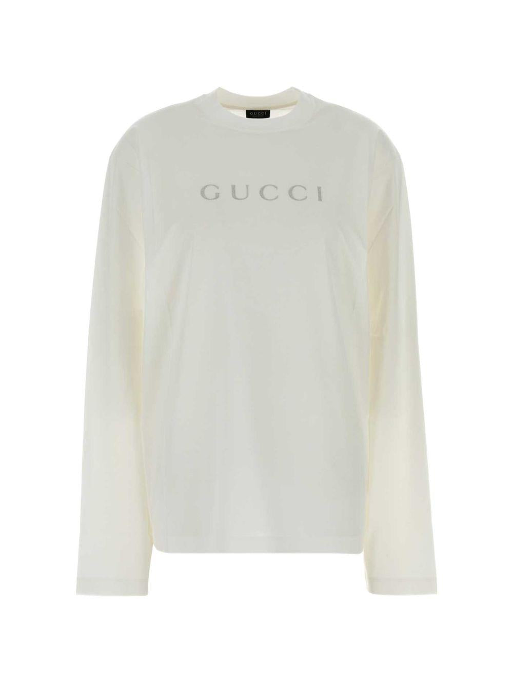 GUCCI Short Sleeve T-Shirt White Cotton Women’s Top