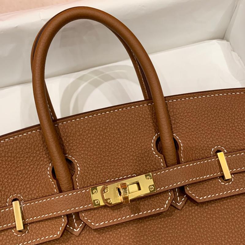 HERMES Gold Togo Leather Birkin 25 Tote Bag with Gold Hardware