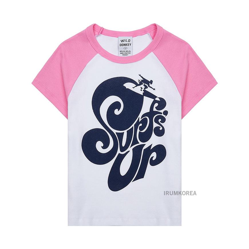 Wild Donkey Surf Up Graphic T-Shirt White Pink
