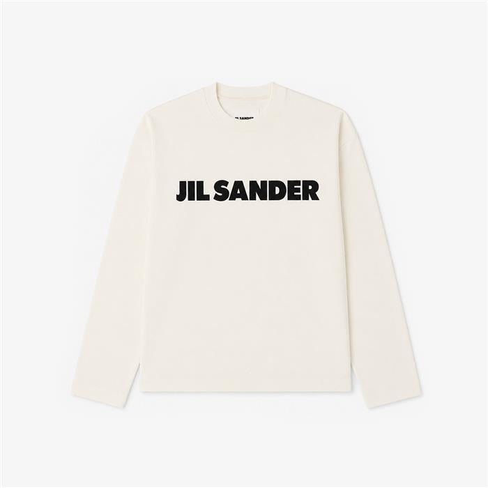 JIL SANDER Logo Men’s Long Sleeve T-Shirt White Cotton