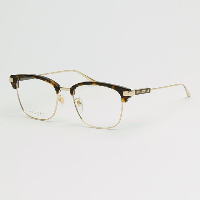 GUCCI Havana Square Semi-Rimless Asian Fit Eyeglass Frames