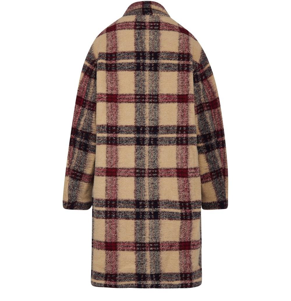 Isabel Marant Women's Plaid Coat Burgundy Ecru MA1297 22A012E BYEC