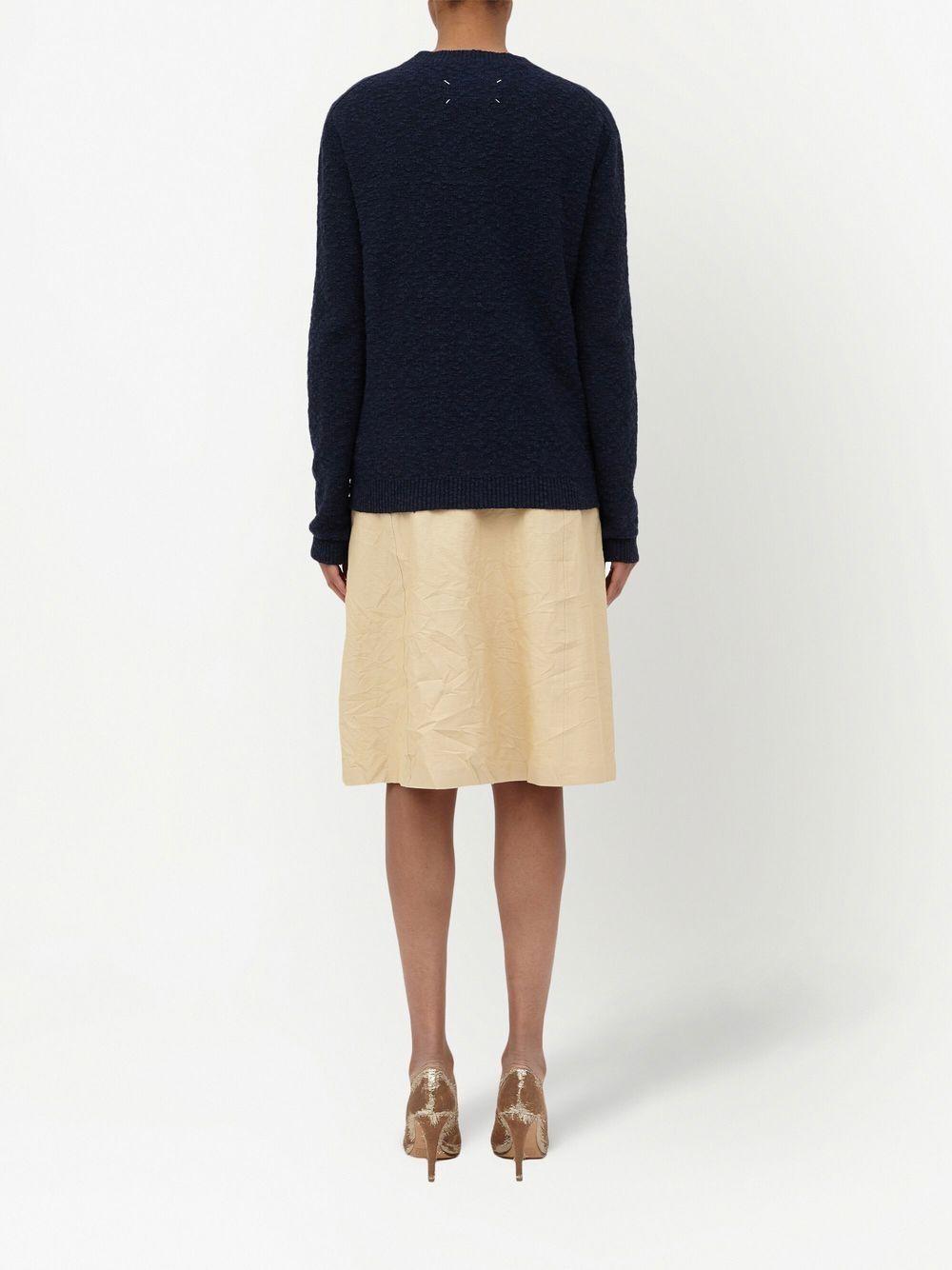 Maison Margiela Navy 4-Stitch Round Neck Knit Sweater Women
