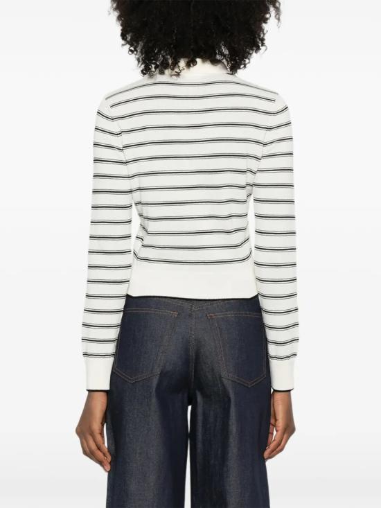 A.P.C. Ecru Black Wool Blend Knit Cardigan COHLPF22320TAT