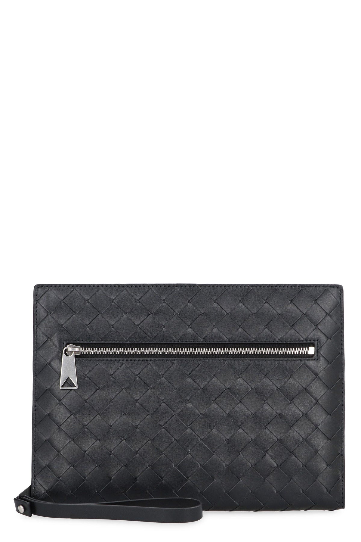 Bottega Veneta Black Leather Woven Clutch Bag