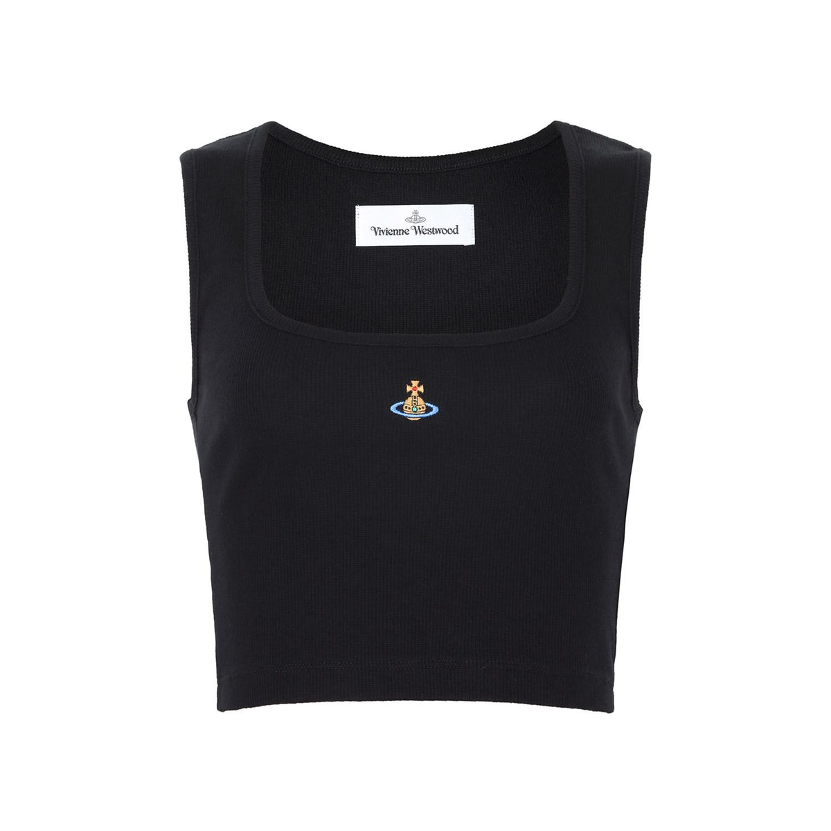 Vivienne Westwood Black ORB Logo Crop Sleeveless T-Shirt