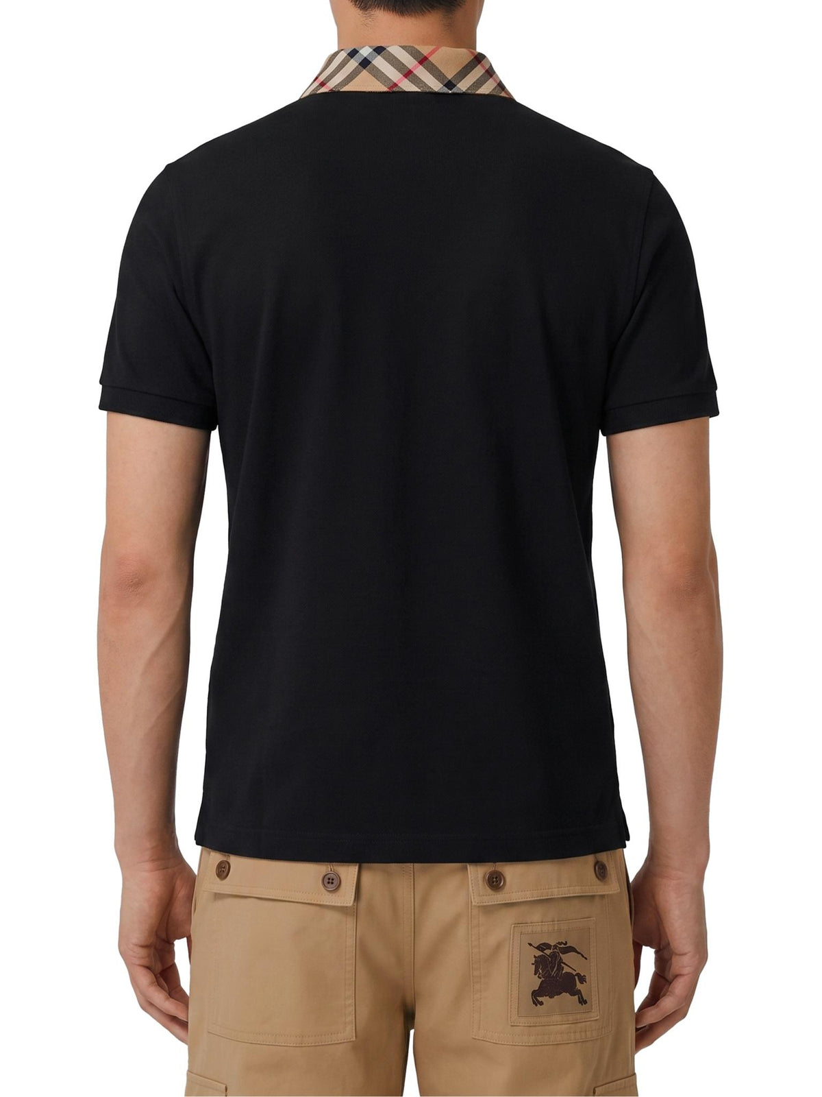 BURBERRY Black Cotton Short Sleeve Polo Shirt for Men