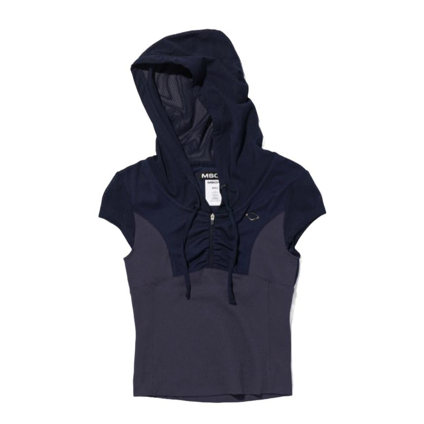 Deus Ex Machina Navy Half Zip Short Sleeve Hoodie Track Top MF24SSTS11