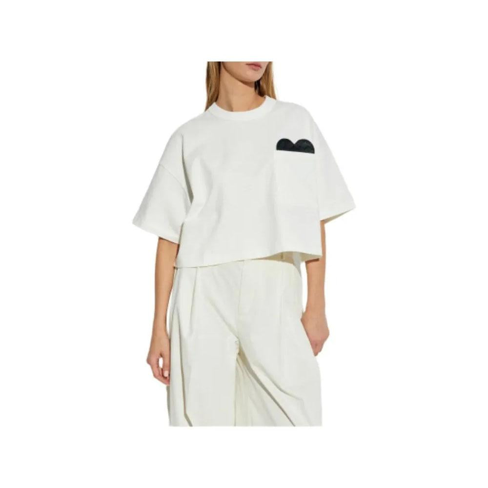 Bottega Veneta White Heart Cotton Women’s Crop T-Shirt