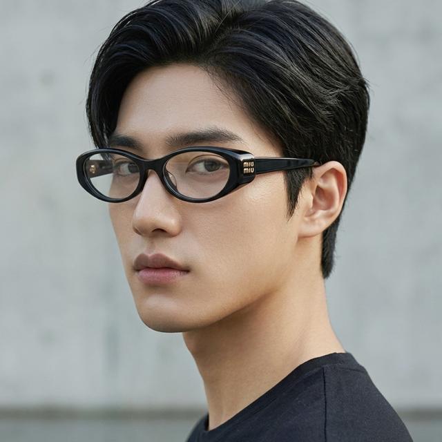 Miu Miu Silver Oval Acetate Eyeglass Frames Unisex Asian Fit MU03ZVF 16K1O1