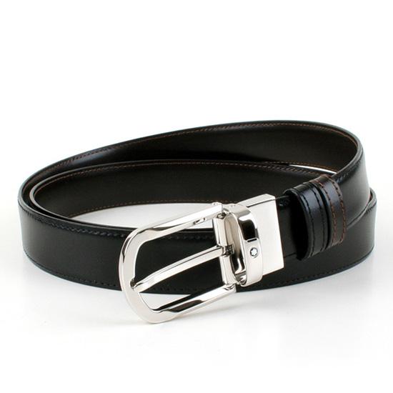 Montblanc Reversible Round Horseshoe Buckle Leather Belt