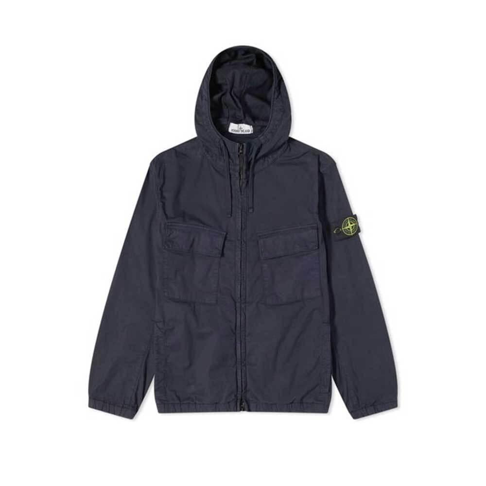 STONE ISLAND Navy Hooded Stretch TC Jacket