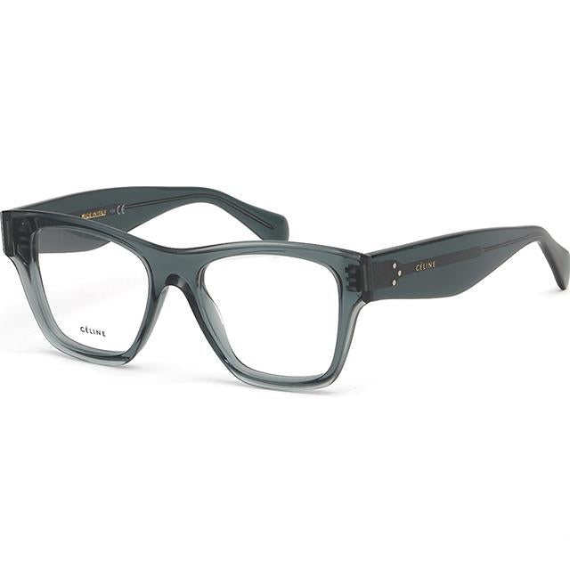 CELINE Deep Green Transparent Square Acetate Eyeglass Frames Unisex CL50014I 098