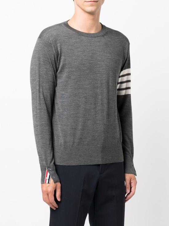 THOM BROWNE Men’s Wool Crewneck Sweater MKA002AY1014058 LGRAY DOM