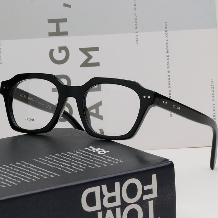 CELINE Black Acetate Thick Frame Unisex Eyeglasses CL50128I 001