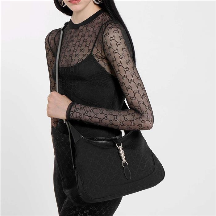 GUCCI Jackie 1961 Medium Leather Shoulder Bag Black