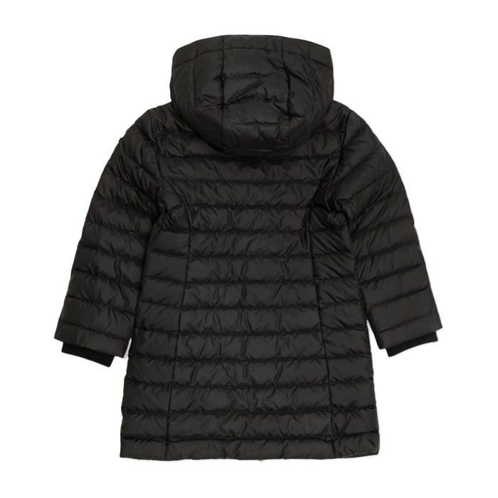 BURBERRY Women’s Bear Logo Hooded Long Down Jacket Black 8109351