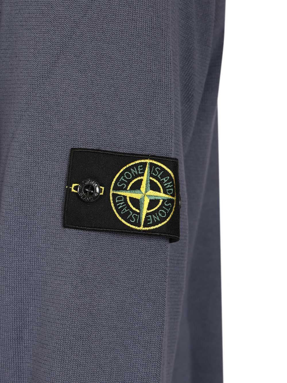 STONE ISLAND Blue Cotton Crewneck Knit Sweater for Men