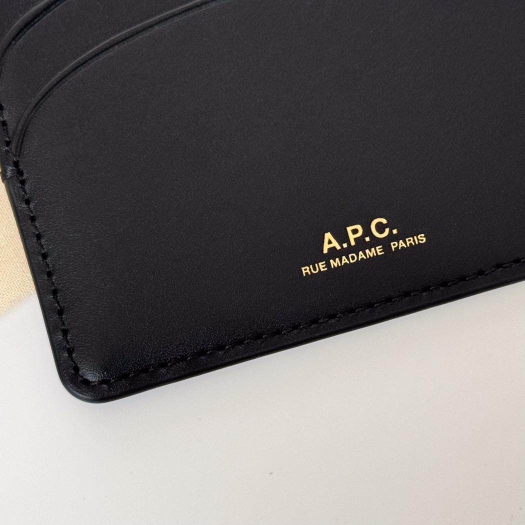 A.P.C. Demi-Lune Half Moon Black Leather Card Holder