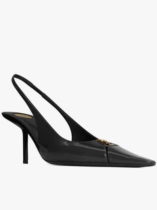 Saint Laurent Black Leather Pumps Heels 858966 AAEHI 1000 BLACK DOM