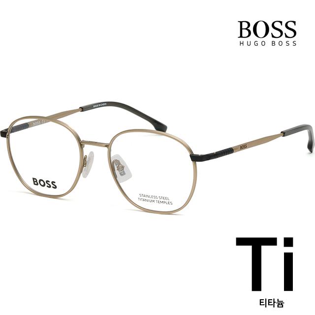 HUGO BOSS Matte Gold Titanium Stainless Steel Round Eyeglass Frames BOSS1416 0NZ