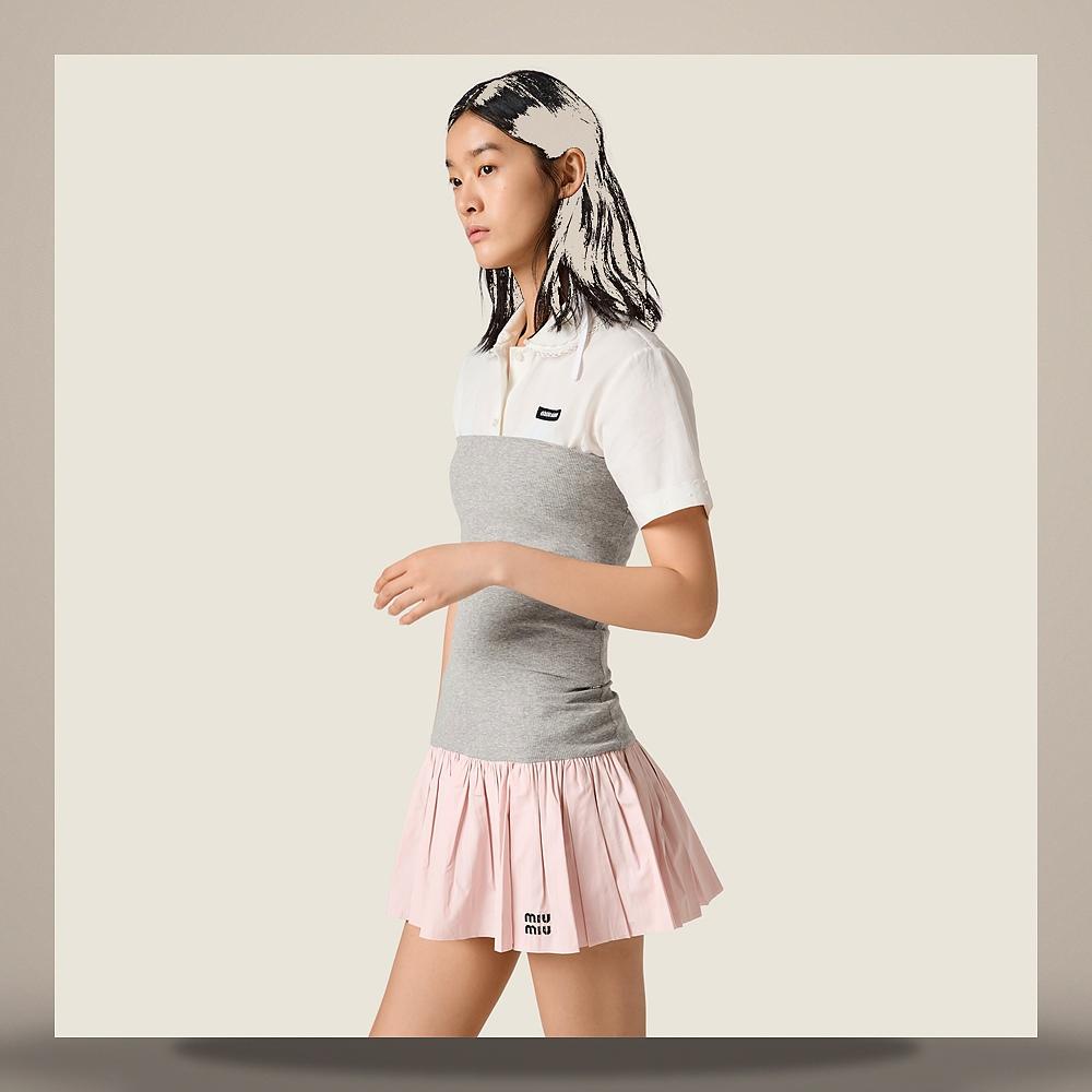 Miu Miu Jersey Poplin Midi Skirt MG2466 17E7 F0X6U