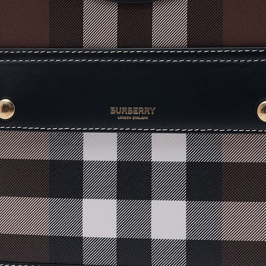 BURBERRY Mini Pocket Bag Women’s Tote Beige Canvas Leather Trim