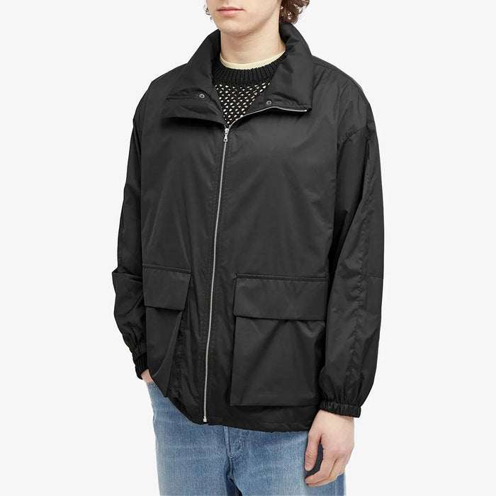 AURALEE Hard Twist Satin Laminated Black Men’s Blouson Jacket A24SB02SL