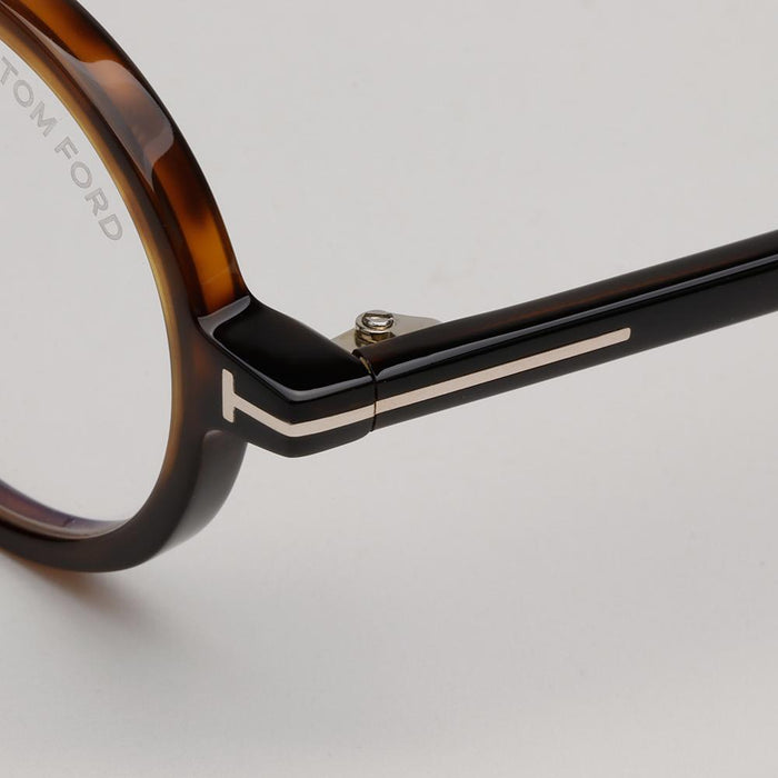 TOM FORD Blue Light Blocking Round Horn-Rim Eyeglasses Leopard Asi TF5856 DB 052