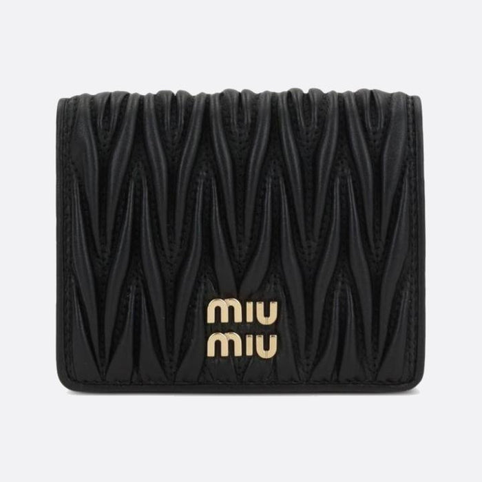 Miu Miu Matelassé Leather Bifold Wallet Black Unisex 5MV204 AFPP F0002