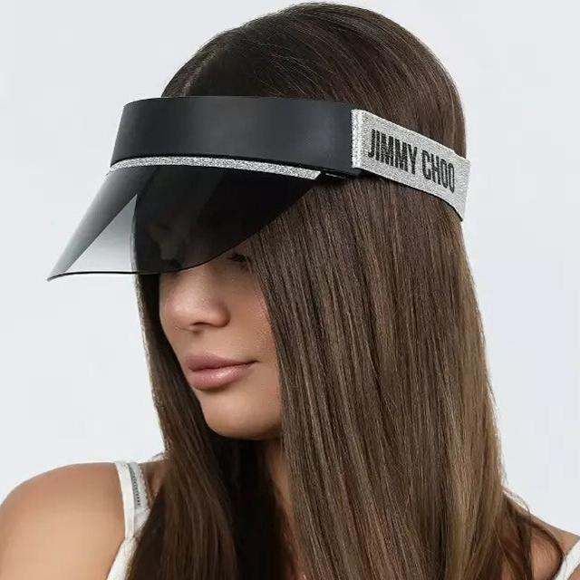 Jimmy Choo Black Silver-Pearl Visor Sun Cap Sunglasses Golf Hiking