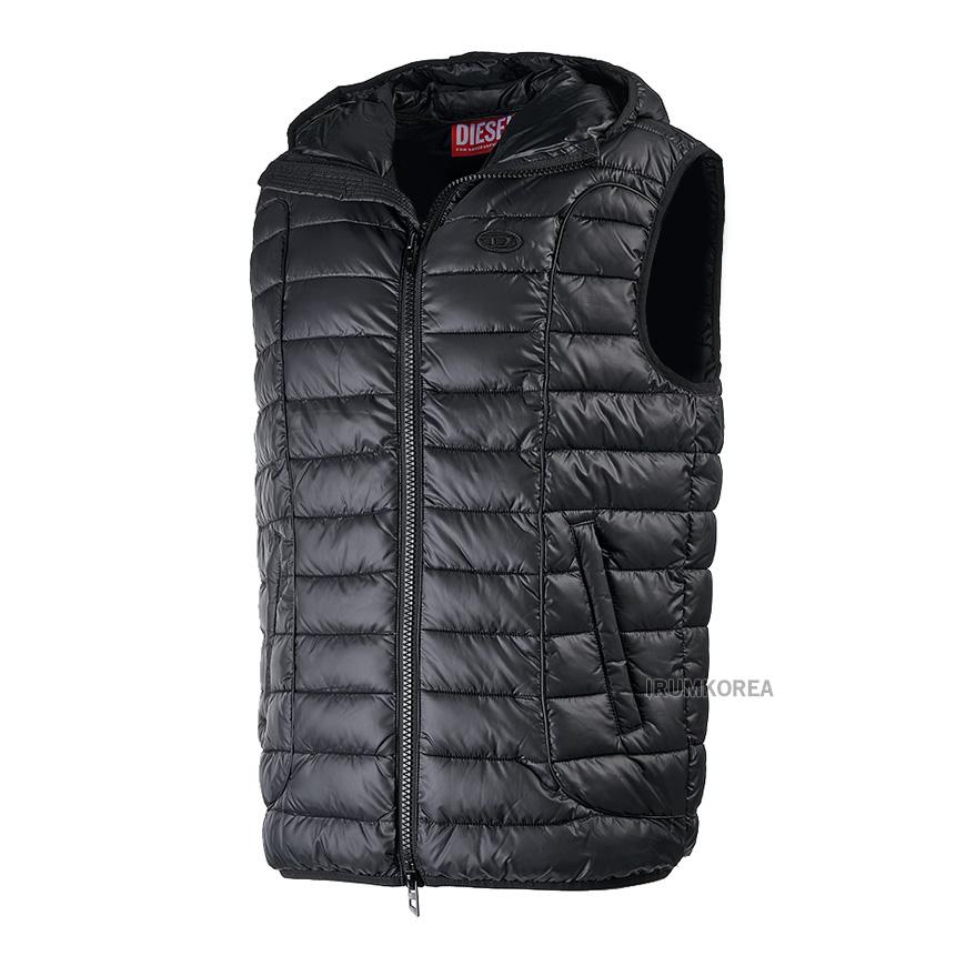 DIESEL Men’s Temple Puffer Vest Black Down Padded Jacket