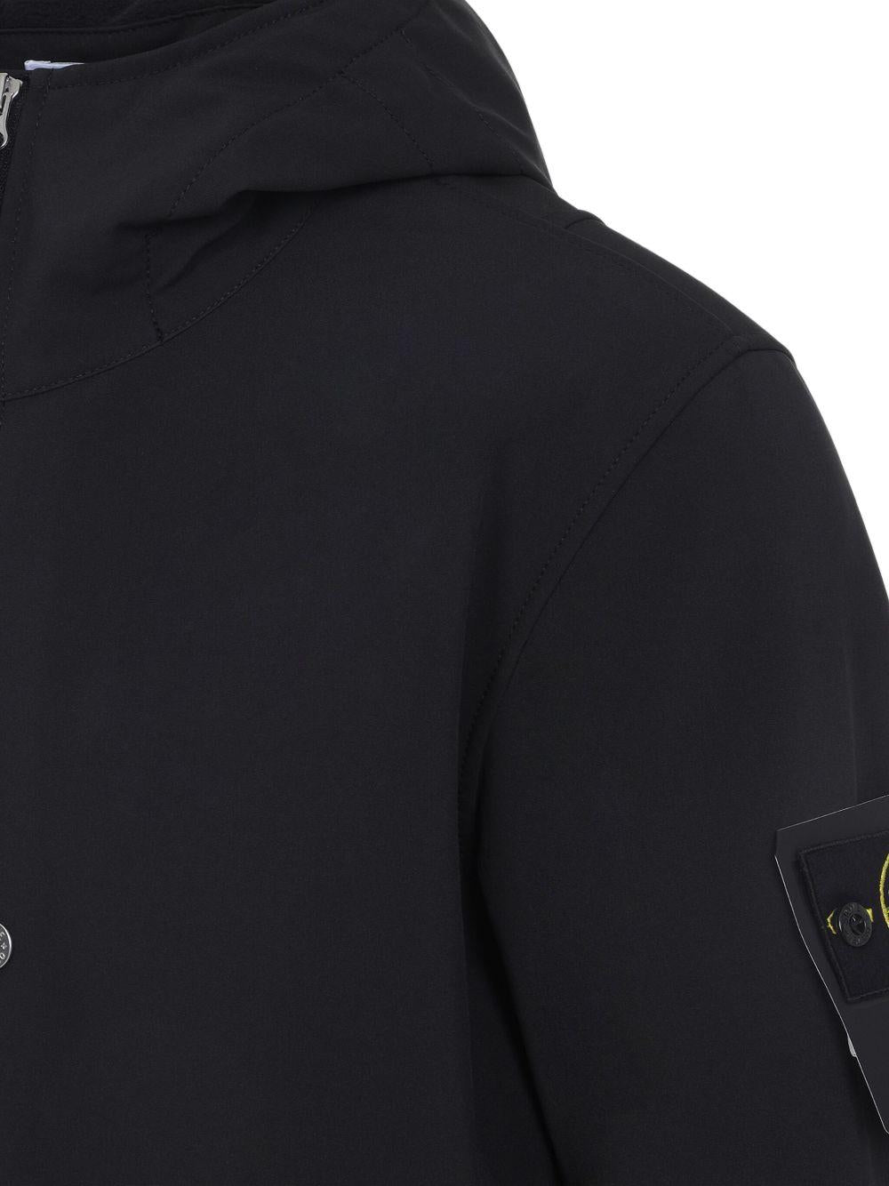 STONE ISLAND Black Hooded Zip-Up Jacket for Men K2S15Q100004 S0B22 V0029